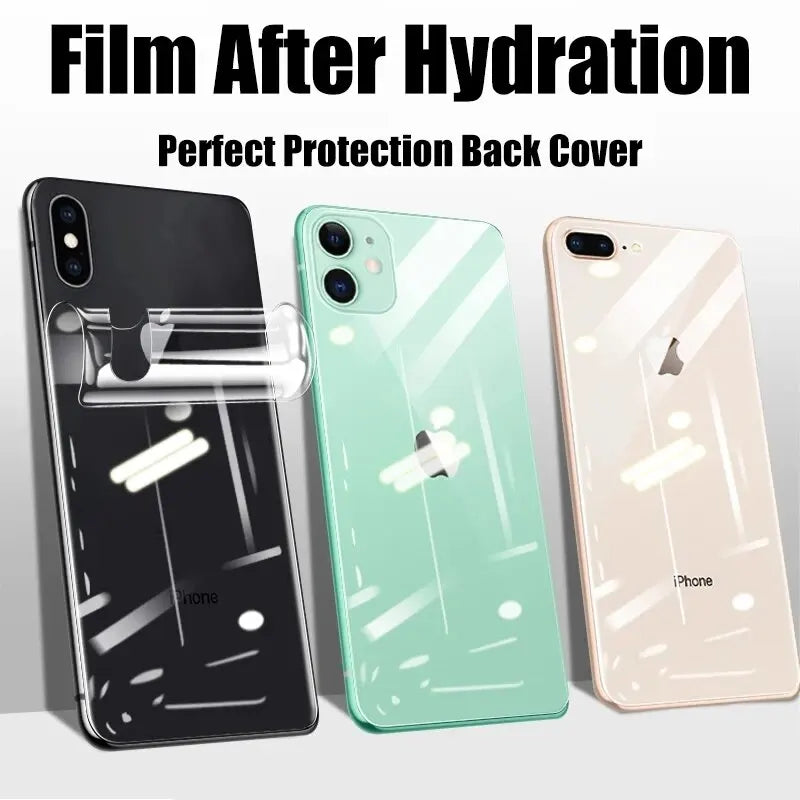 4-Pack Full Cover Hydrogel Screen Protectors for iPhone 11-15 Pro Max & Plus – Back Film, Not Glass