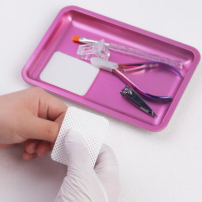 Square Stainless Steel Cosmetic Storage Tray – Nail Art Manicure Plate for Tools & False Nails