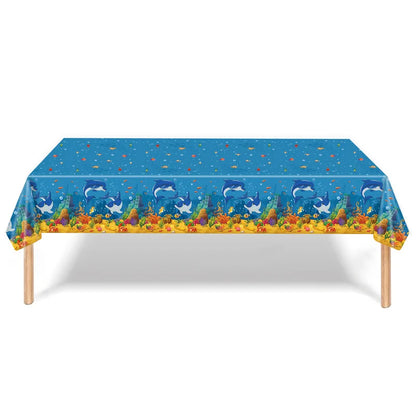 Cartoon Ocean Animal Dolphin Themed Party Supplies - Disposable Tableware, Cups, Plates, Tablecloths, Banners, Balloons for Baby Showers and Birthdays