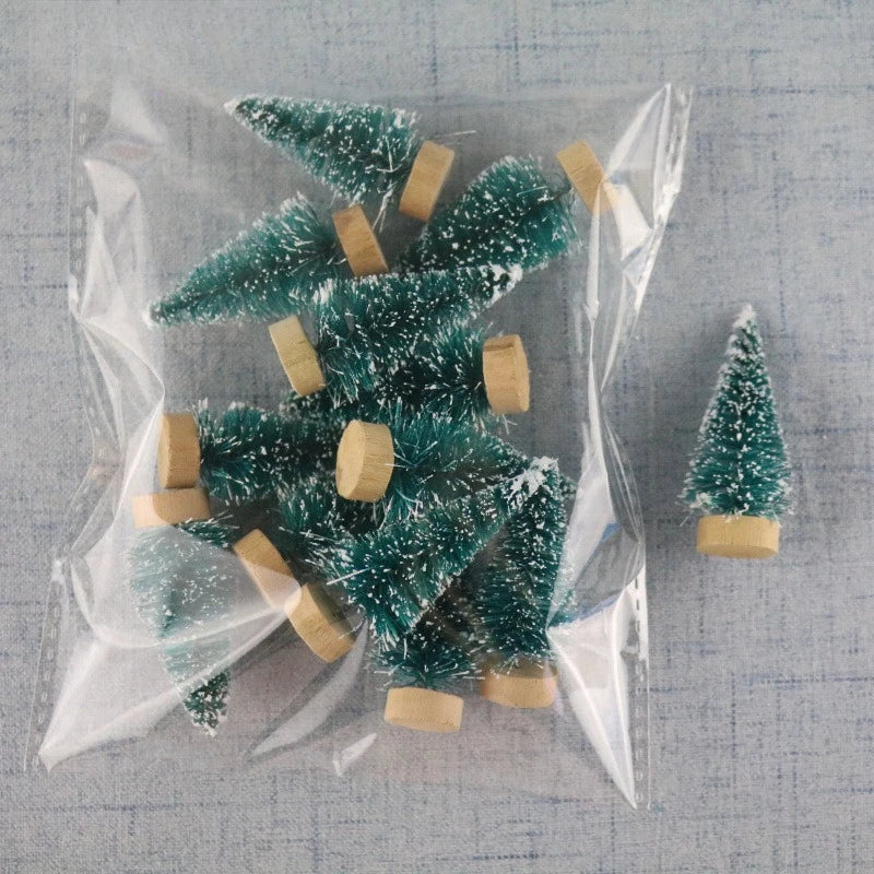 Mini Artificial Christmas Tree Figurine — Sisal, Silk & Cedar Pine for Fairy Garden, Micro Landscape & New Year Decor