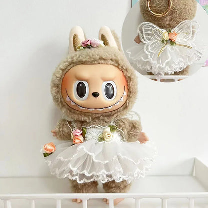 17cm Mini Plush Doll Clothes Set – Kpop EXO Labubu Idol Doll Shark Onesie & Accessories, DIY Girl Gift