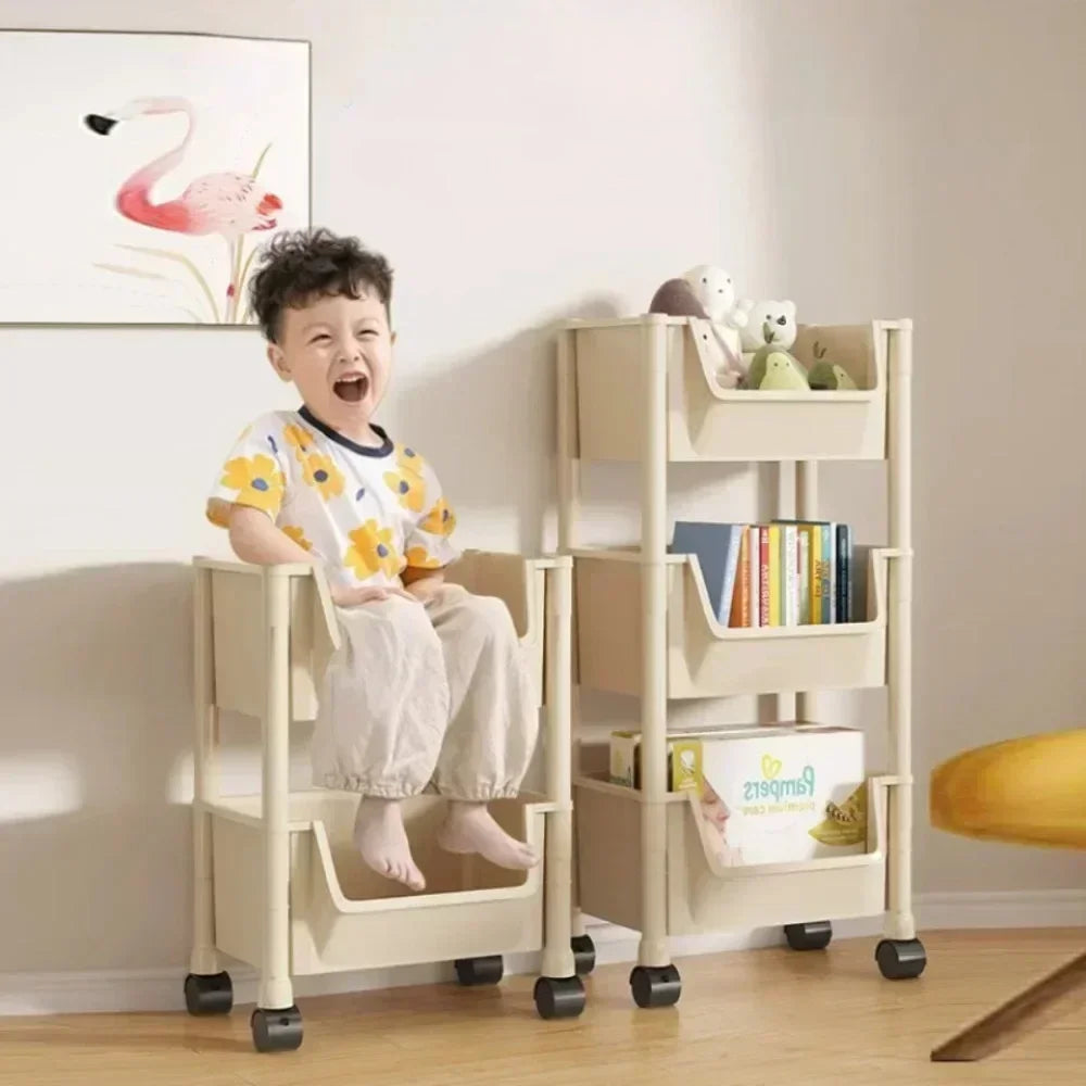 Trolley Bookshelf Kitchen Storage Rack - Narrow Corner Storage Cabinet for Bathroom, Living Room, and Home Organizer