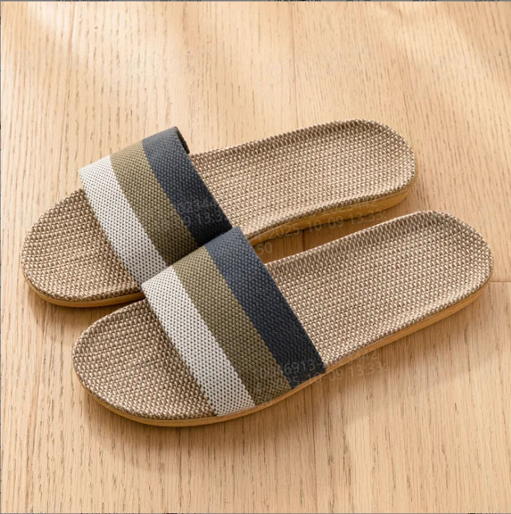 Unisex Fabric Summer Slippers – Breathable Soft Slip-On Indoor Home Shoes