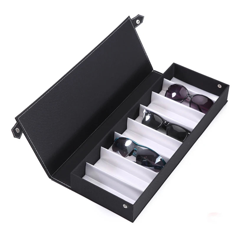 High-Quality Glasses Storage Case – 8-Slot Grid Display Stand for Eyeglasses & Sunglasses Organizer