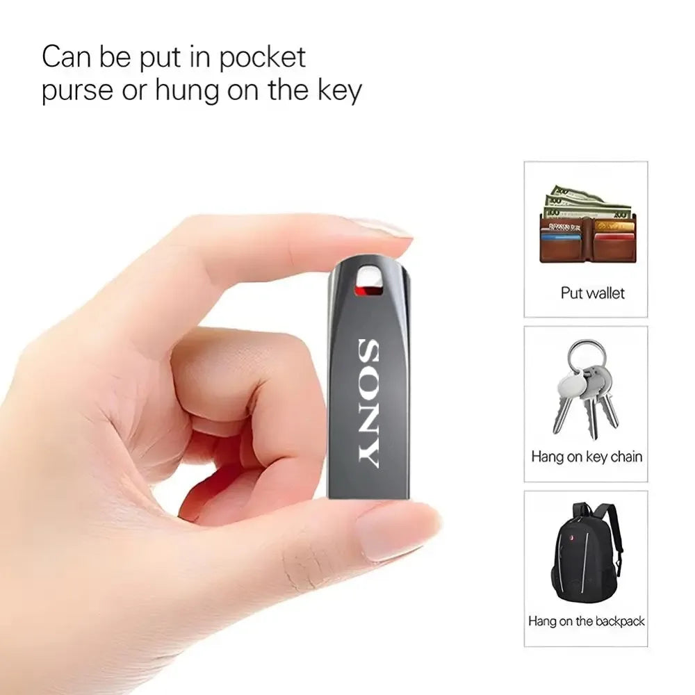 SONY 2TB USB 3.0 Flash Drive, High-Speed Metal Pendrive, Waterproof Portable USB Memory Stick