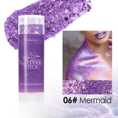 Sparkling Sequins Glitter Gel Stick – High-Gloss White & Pink Eyeshadow for Face, Body & Stage Makeup