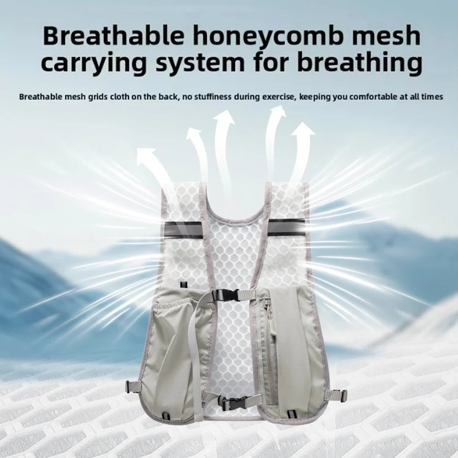 Lightweight Reflective Running & Biking Vest – Hydration Pack with Water Bottle Holder & Phone Storage Chest Bag