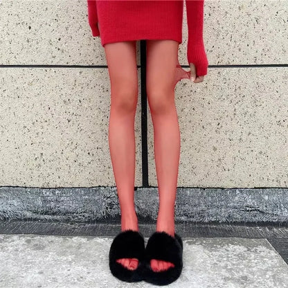 Red Women’s Tights - Super Elastic Plus Size Pantyhose Stockings for Y2K & Everyday Wear