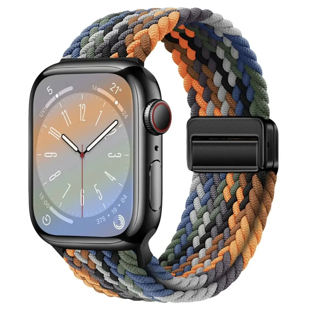 Nylon Braided Watch Band for Apple Watch – Compatible with Series SE, 3–10 & Ultra (38–49mm Adjustable Sport Strap)