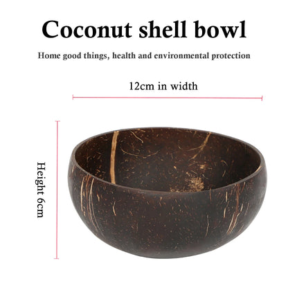 Natural Coconut Bowl and Spoon Set - Eco-Friendly Wooden Tableware for Kitchen and Dining