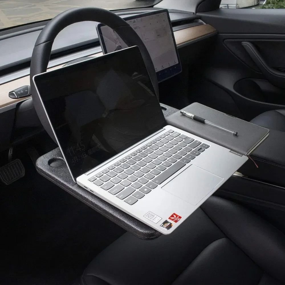 Portable Car Laptop Desk Mount Stand — Steering Wheel Tray Table for Work, Dining & Drinks