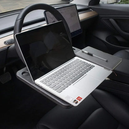 Portable Car Laptop Desk Mount Stand — Steering Wheel Tray Table for Work, Dining & Drinks