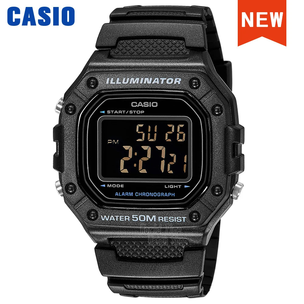 Casio W-218 Series Digital Sports Watch - Waterproof Outdoor Multifunction Electronic Wristwatch