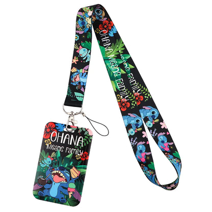 Cartoon Stitch Credential Holder Lanyard – Cute Neck Strap for Keychain, Pass & Credit Card Holder Accessories