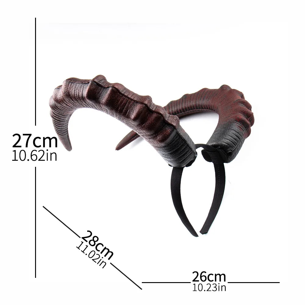 Black & Red Demon Horn Headpiece – Gothic Cosplay Devil Horns for Women, Halloween & Party Costume
