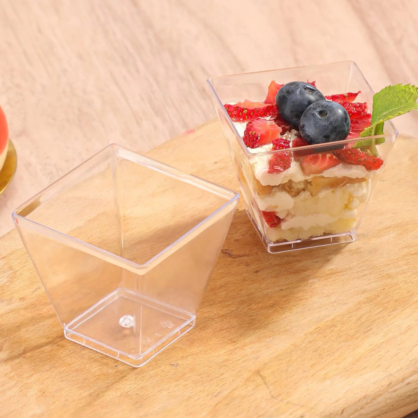 100-Pack Mini Dessert Cups - 2OZ Small Plastic Cups for Parties, Perfect for Pudding, Fruit, Ice Cream, Dessert Shooters