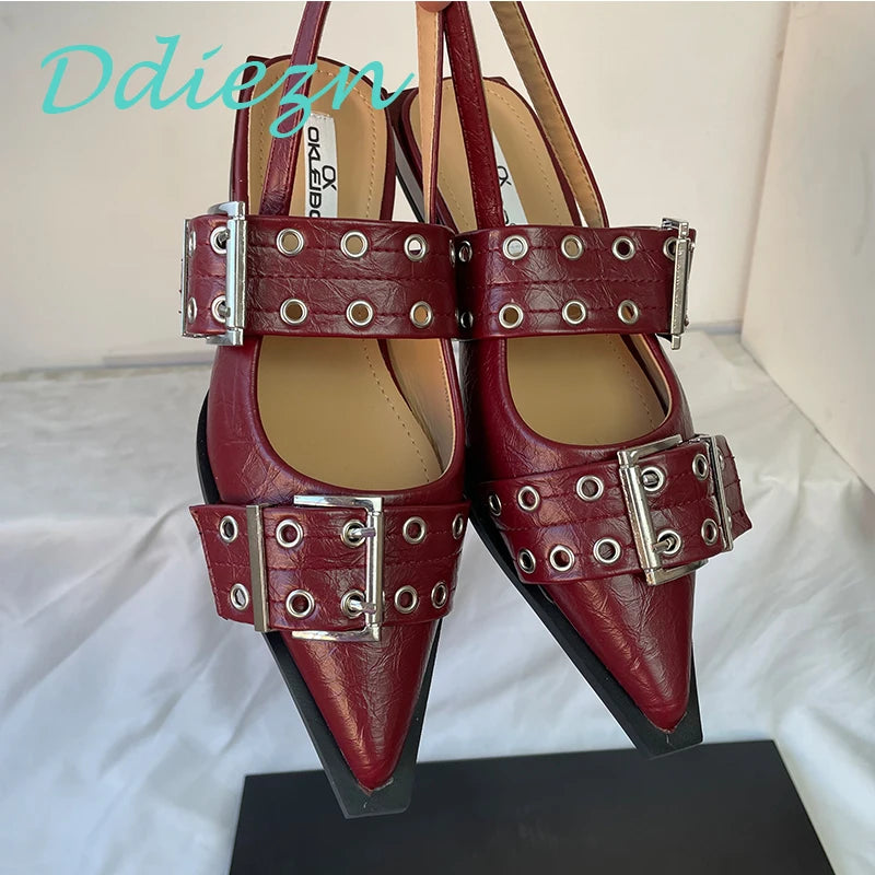 Women’s Pointed Toe Slingback Sandals – 2025 Spring Fashion Flats, Large Sizes