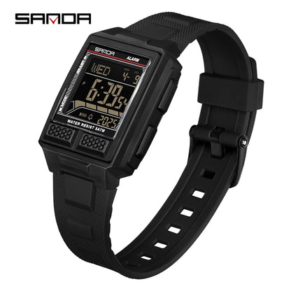 SANDA 2212 Men’s Digital Sports Watch - Multifunction Alarm, Luminous, Waterproof & Shockproof Wristwatch