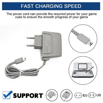AC 100-240V Travel Charger – EU/US Plug Adapter for Nintendo DS, DS Lite, NDSL