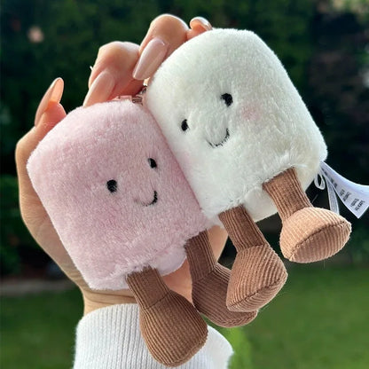 Hot Fun Marshmallow Keychain – Cute Two-Tone Cotton Candy Soft Bag Pendant, Doll Accessory for Xmas Gifts