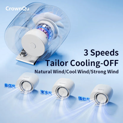 Portable Waist Clip Fan Rechargeable 360° Adjustable Turbo Neck Fan 3-Speed Strong Wind Outdoor Sports & Work Cooling Fan