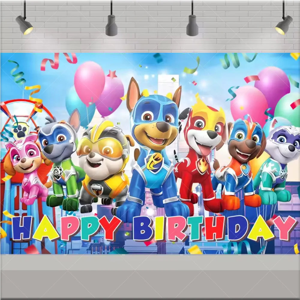 PAW Patrol Anime Birthday Party Backdrop – Puppy Dog Photography Background Cloth for Kids Birthday & Baby Shower Decorations Boy Gift