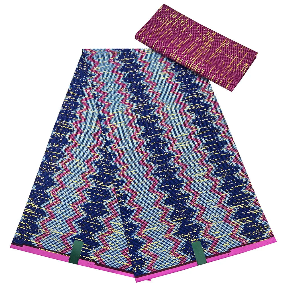 Kente Golden Wax Cotton Fabric - African Dutch Nigerian Ankara Batik Party Dress Fabric 2+4 Yards
