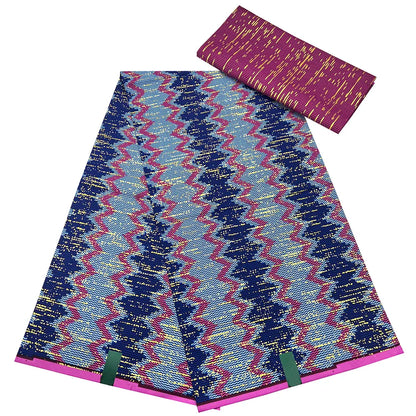 Kente Golden Wax Cotton Fabric - African Dutch Nigerian Ankara Batik Party Dress Fabric 2+4 Yards