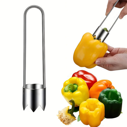 Stainless Steel Fruit & Vegetable Corer – Universal Kitchen Gadget for Apple, Pear, Tomato & Red Bell Pepper Seed Removal
