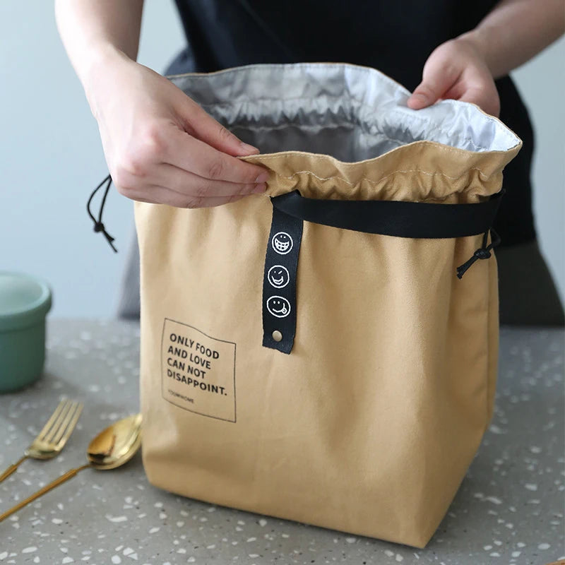 Canvas Lunch Bag – Portable Bento Box Handbag for Outdoor Picnic, School, and Food Storage, Fresh-Keeping Tote Accessory