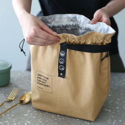 Canvas Lunch Bag – Portable Bento Box Handbag for Outdoor Picnic, School, and Food Storage, Fresh-Keeping Tote Accessory