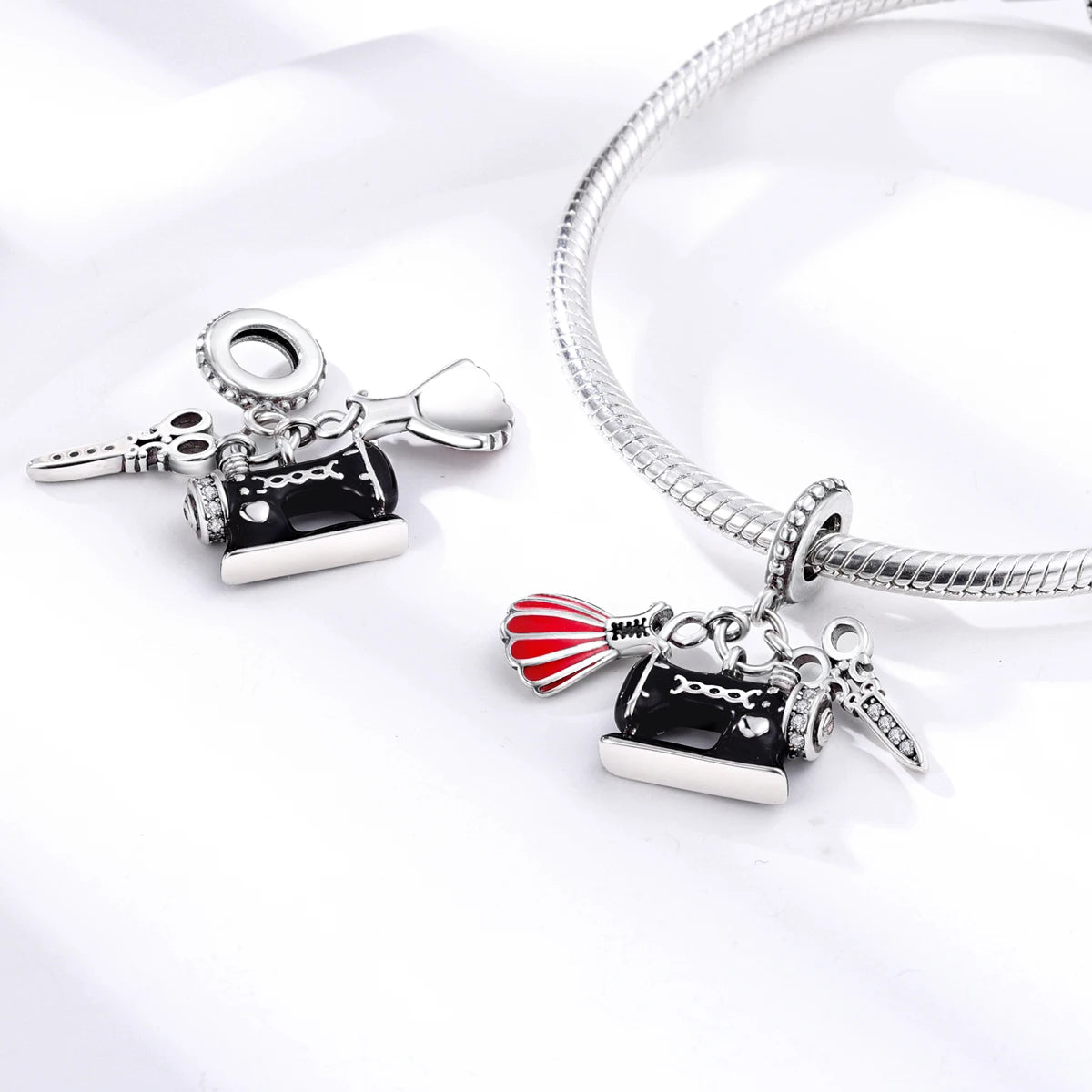 MULA Silver Plated Dangle Charms for Snake Chain Bracelet - DIY Women’s Jewelry Making Gift