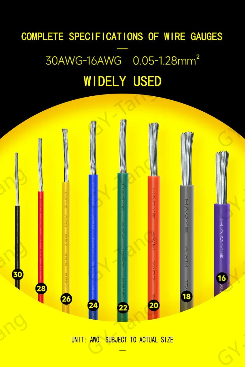 16-30AWG Silicone Tinned Copper DIY Wire, 5 Colors, 5-20 Meters per Roll, Stranded Electronic Cable