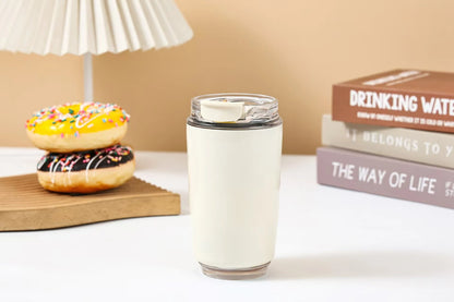 240ml Stainless Steel Insulated Coffee Cup – Vacuum Travel Mug for Car, Portable Hot & Cold Water Bottle Roller Design