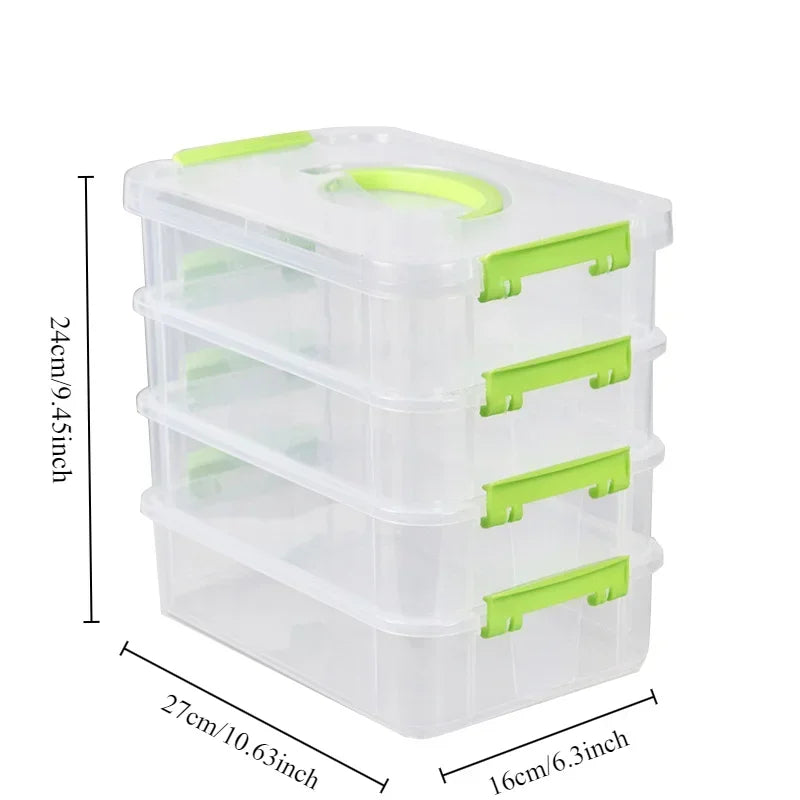 4-Layer Stackable Transparent Organizer Box – Multi-Tier Plastic Storage for Kids’ Toys, Makeup, Jewelry, School & Office Supplies