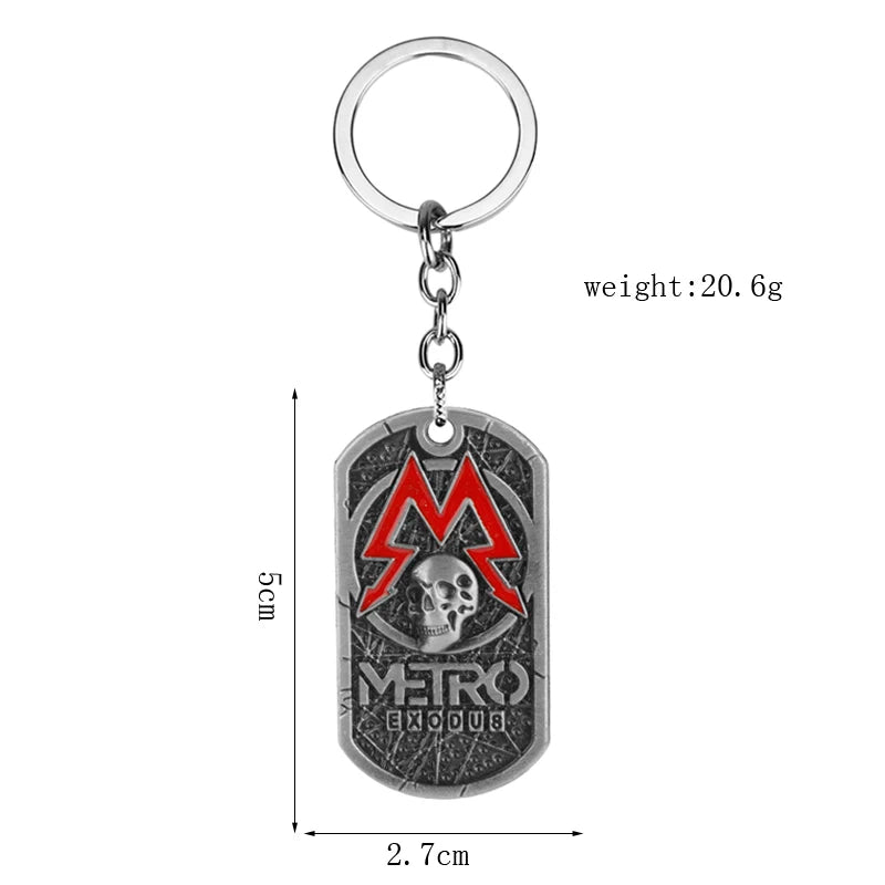Metro Exodus 2033 Dog Tag Necklace – Retro Skull Pendant, Unisex Gamer Jewelry Gift