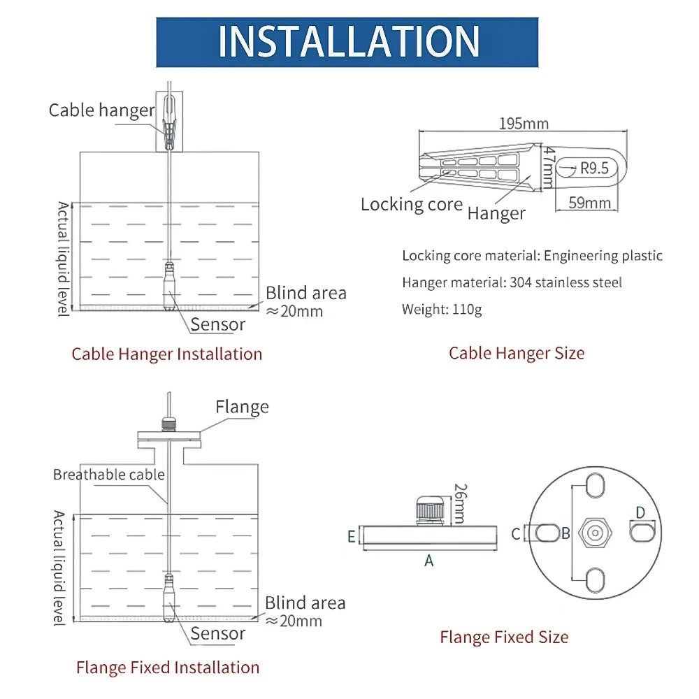 Level Sensor Transmitter – 4-20mA, 0-5V, 0-10V RS485 Output Liquid Level Probe Detector with Float Switch Controller