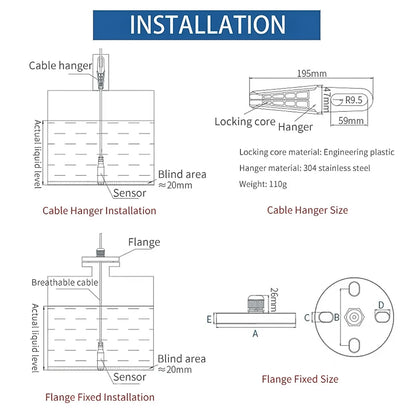 Level Sensor Transmitter – 4-20mA, 0-5V, 0-10V RS485 Output Liquid Level Probe Detector with Float Switch Controller