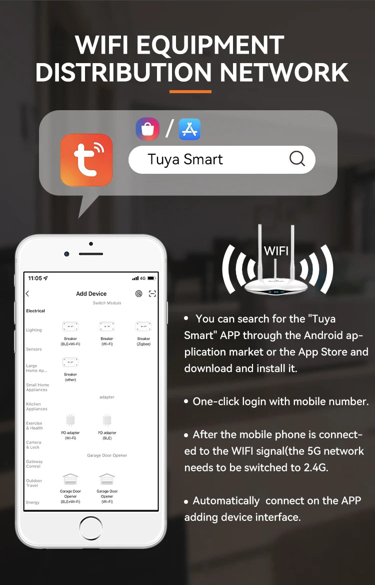 ETEK Tuya WiFi Smart Circuit Breaker RCBO – Remote Control, Short Circuit Protection, Timer, 2P 16A-63A, Smart Life App (EKR3L)