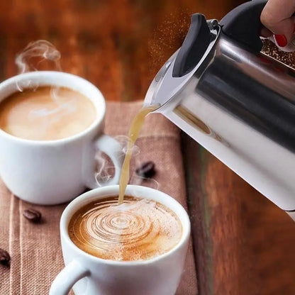 2/4/6/9 Cup Stainless Steel Moka Coffee Maker — Stovetop Espresso, Mocha & Latte Pot for Kitchen WF1111