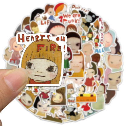 Yoshitomo Nara Sticker Pack - Cute Waterproof Decals for Phone Cases Laptop Suitcases Water Bottles & DIY Crafts