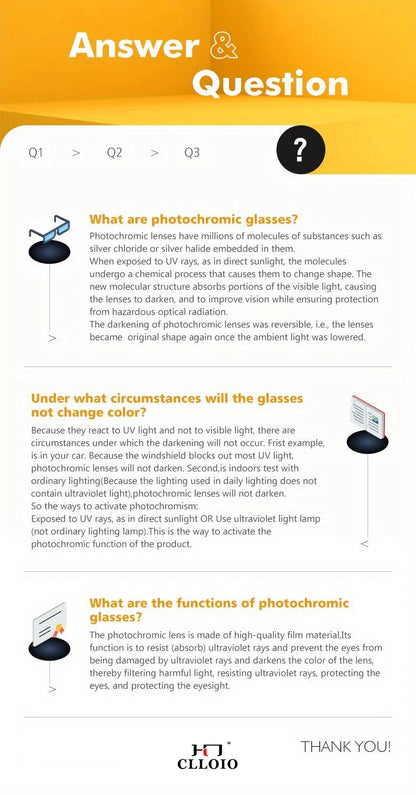 CLLOIO Anti-Glare Day & Night Vision Glasses – Polarized Photochromic UV400 Driving Sunglasses for Men & Women