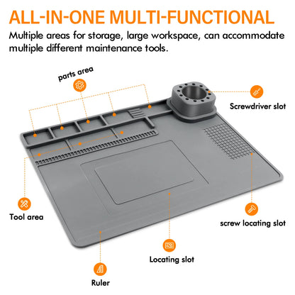 Toolour High-Temperature Silicone Welding Pad – Non-Slip Durable Mat up to 500℃, Multi-Size for Welding Work