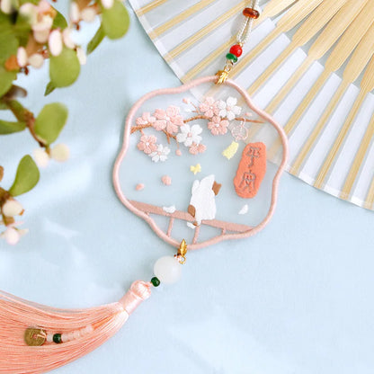 Handmade Embroidered Amulet DIY Kit – Easy Needlework Sewing & Car Pendant Needlepoint for Beginners