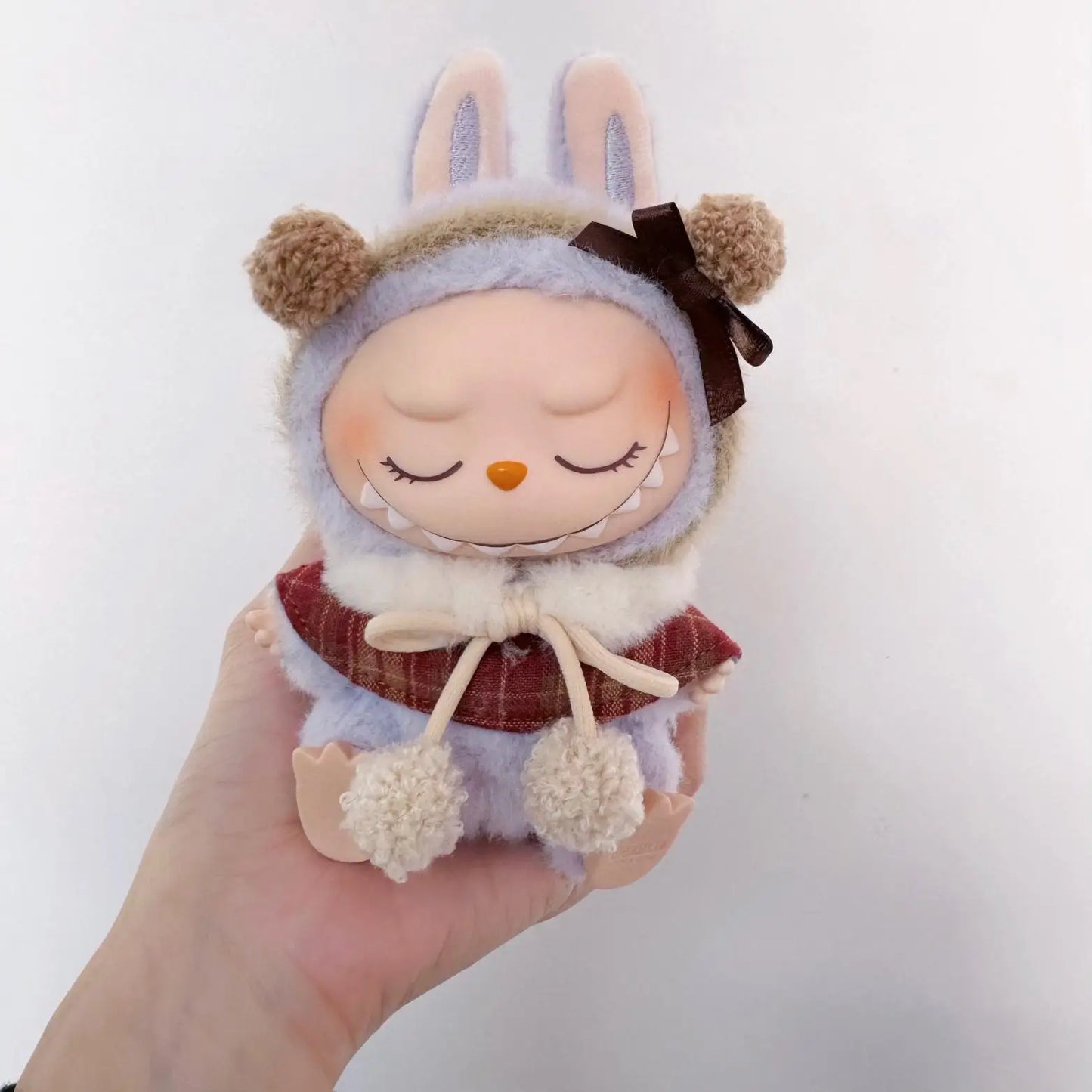 17cm Labubu Plush Doll Clothes – Macaron Outfit, Hair Accessories, DIY Clothing for V1 V2 Dolls & Kids Gift