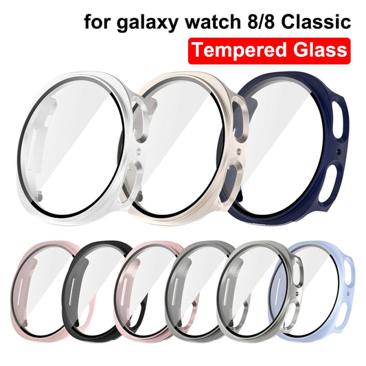 Tempered Glass + Protective Case for Samsung Galaxy Watch 8 (40mm/44mm & Classic) – Anti-Scratch Screen Protector Bumper Cover