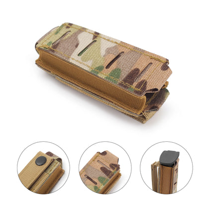 Laser Cut MOLLE 9mm Magazine Pouch – Single Mag Bag for Glock 17, M9 – Includes Flashlight Pouch & Knife Holster – Hunting Gear