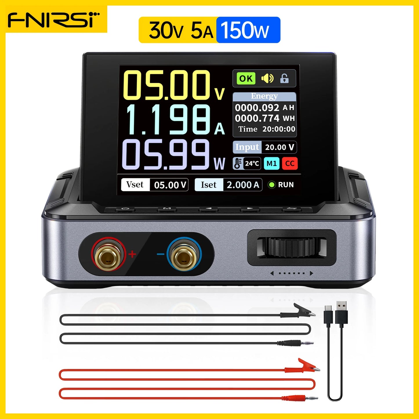 FNIRSI DPS-150 Mini Laboratory DC Power Supply — Adjustable 30V 5A Digital Display CNC Regulator