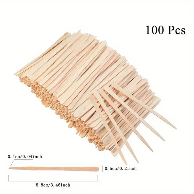 500PCS Disposable Wooden Wax Sticks – Hair Removal Spatula for Face, Eyebrows & Body Waxing, Beauty Tool