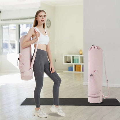 Yoga Mat Bag with Water Bottle Pocket and Wet Storage - Sports Mat Carrier with Shoulder Strap and Multifunctional Compartments